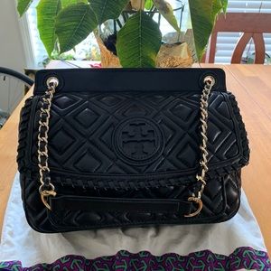 Tory Burch Fleming Black Leather Purse